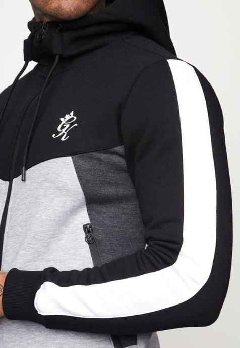 Gym King Koen Mens Zip Up Hoodie Schwarz/Grau - Image 6