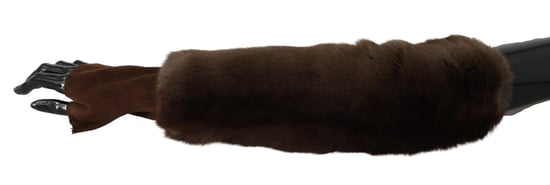 Dolce & Gabbana Women's Brown Elbow Length Finger Less Gloves (gants en fourrure sans doigts) - Image 4