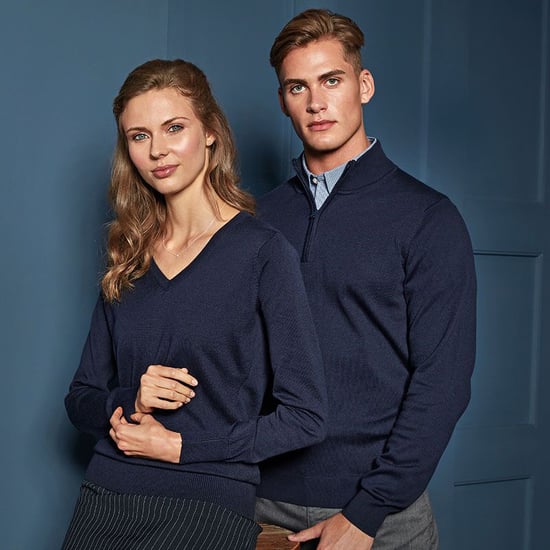 Premier Herren 1/4 Zip Strick Sweater (Marineblau) - Image 5