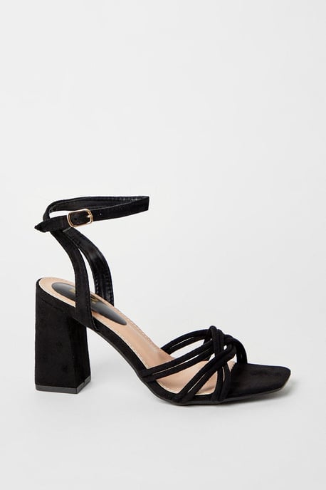 Samara Woven Spaghetti Strap High Block Heeled Sandals
