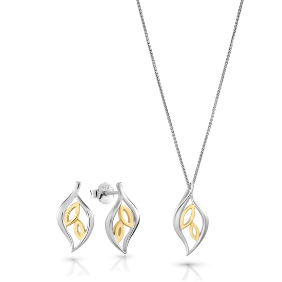 Orphelia 'Charlotte' Damen 925 Sterling Silber Set: Kettenanhänger + Ohrringe - Silber/Gold SET-7523 - Image 1