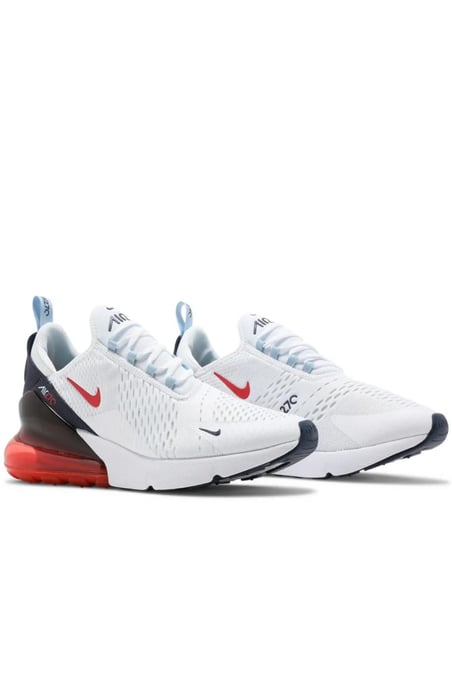 Nike Air Max 270 Turnschuhe, Weiß/Chile Rot-Midnight Navy - Image 4