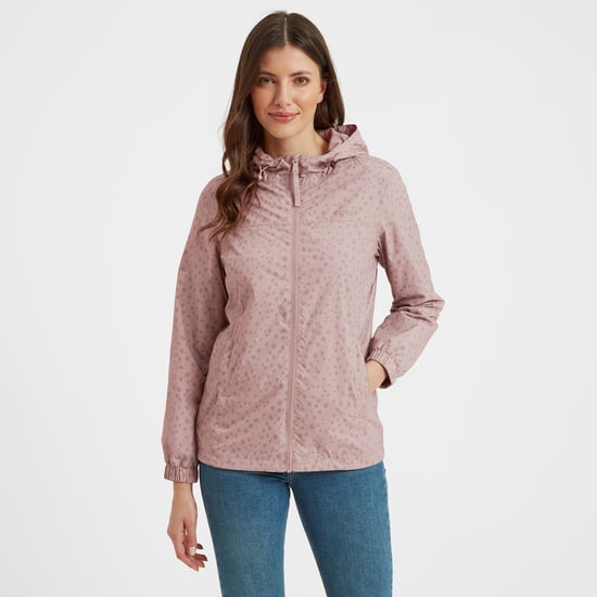 Craven Womens Waterproof Packaway Jacket Faded Pink Dalmation Spot