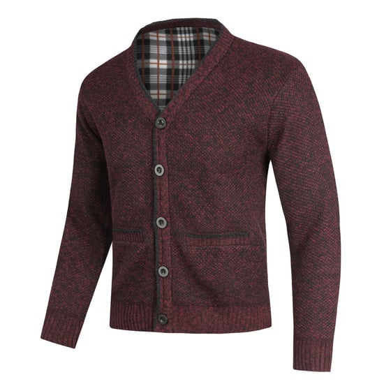 Herren Strickjacke mit Zwei Taschenknopf Stehkragen Strickjacke für den Winter Burgund - Image 2