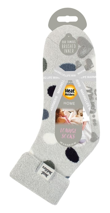 Damen Kuschelsocken mit Umschlagbündchen | Wärmehalter | Warme flauschige Lounge Socken für den Winter - Silver Dots - Image 2