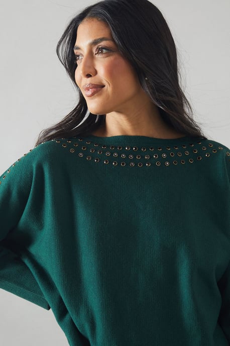 Stud Detail Boat Neck Jumper
