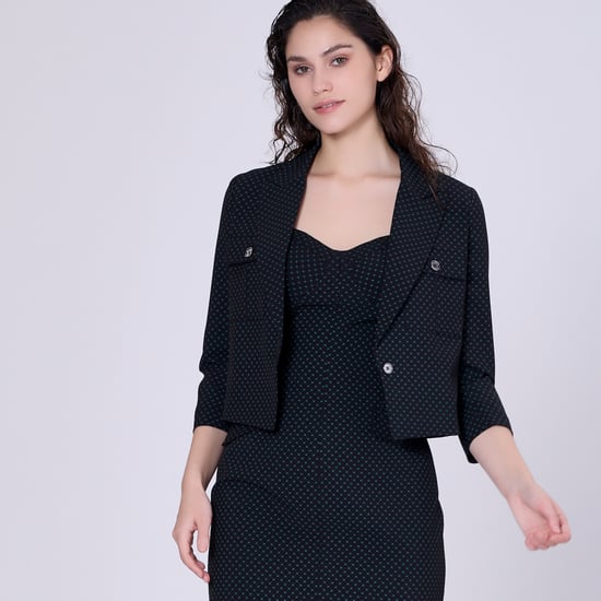 Crop-Jacke mit Safari-Taschen und Punktedruck - Image 3