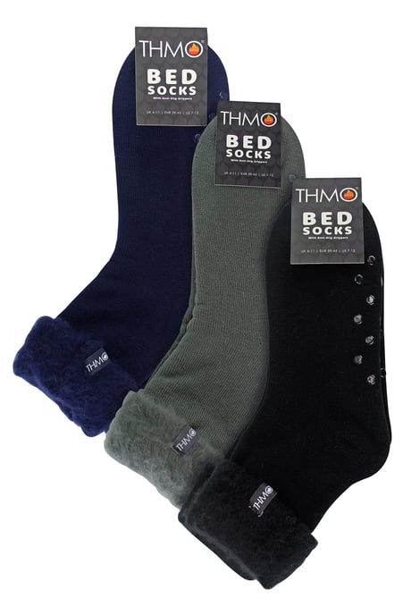 3er-Pack Herren-Bettsocken mit Griffen | THMO | Kuschelige Thermo-Pantoffel-Lounge-Socken - sortiert - Image 2