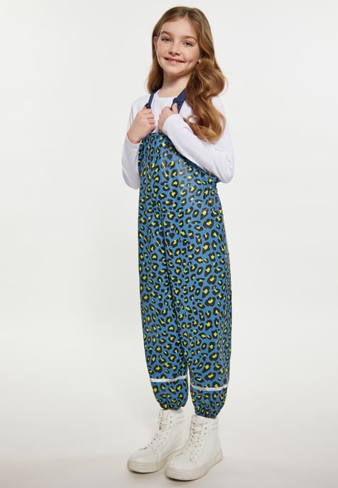 Schmuddelwedda Regenhose Mädchen (Kids) Stahlblau Limette Leo - Image 2
