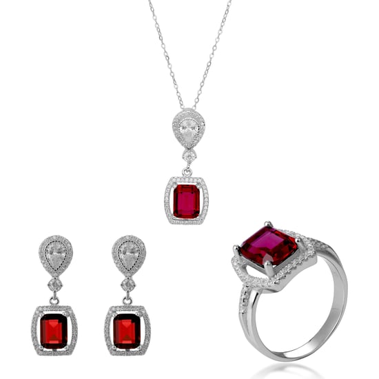Orphelia 'Enora' Damen 925 Sterling Silber Set: Halskette + Ohrringe + Ring - Silber SET-7426/RU - Image 1
