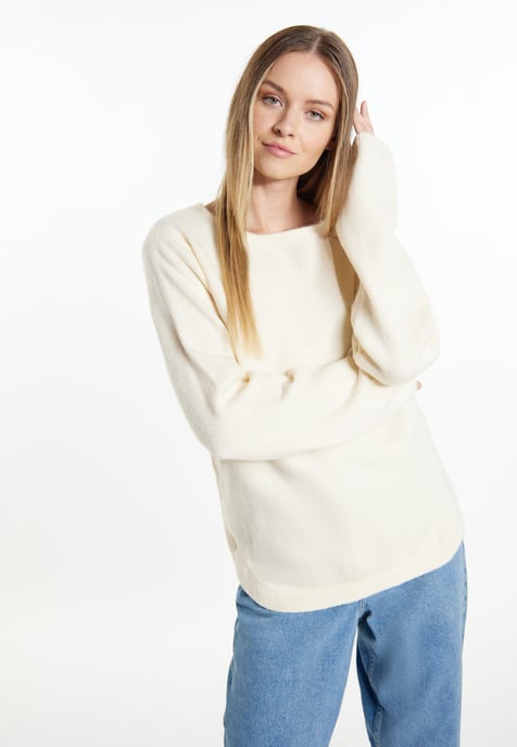 Dreimaster Strickpullover Damen Wollweiss - Image 3
