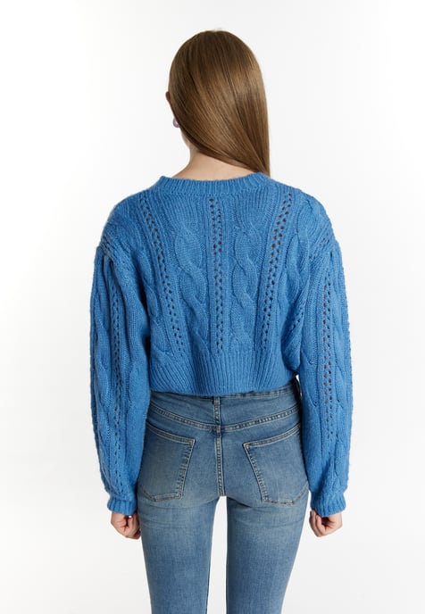Mymo Kurzer Strickpullover Damen Himmelblau - Image 4