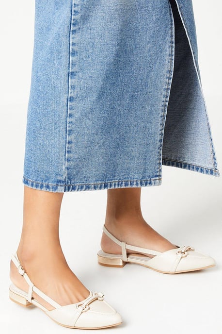 Belinda Pointed Snaffle Detail Slingback Flat Shoes