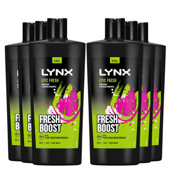 Lynx Epic Fresh Shower Gel Grapefruit & Tropical Pineapple Scent 700ml, 6 Pack