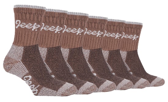 JEEP 6 Paar Multipack Damen Baumwolle atmungsaktive gepolsterte Wandersocken | Gepolsterte Anti-Blister-Crew-Trekkingsocken für Damen Hellbraun / Creme - Image 1