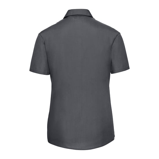 Russell Collection Womens/Ladies Poplin Easy-Care Short-Sleeved Shirt (Convoy Grey)