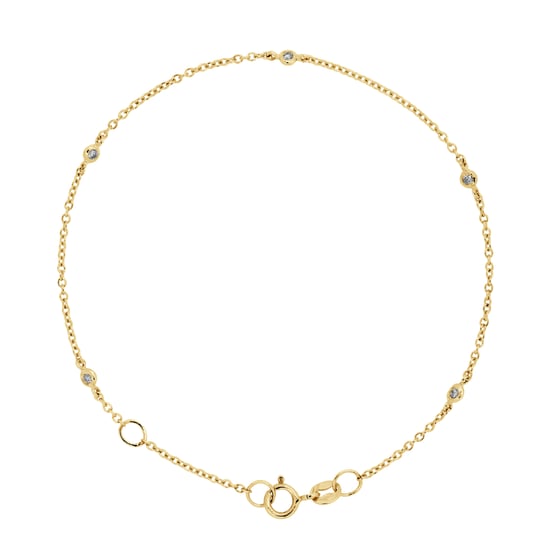 DIADEMA - Bracelet - Yellow Gold - 5 Diamonds - White