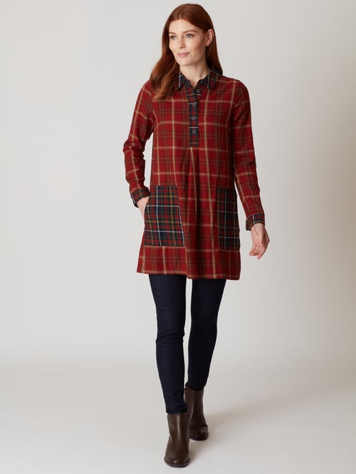 Koray Cotton Mixed Check Tunic Dress