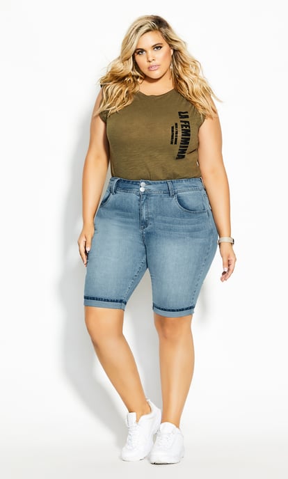 CITY CHIC Women's Killer Pins Shorts - denim