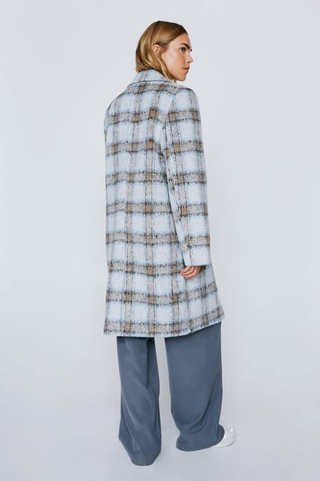 Brushed Wool Look Checked Overcoat