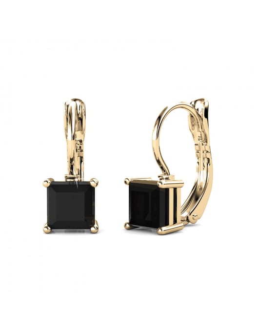 Quadratische Ohrringe - Gold und Schwarz - Image 1