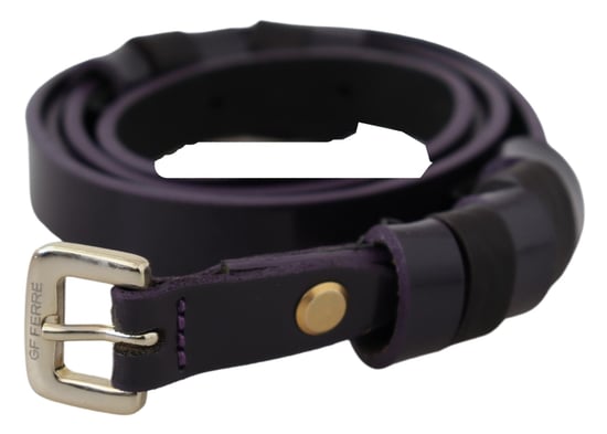 GF Ferre Ceinture pour femmes en cuir noir à boucle fine en métal chromé doré - Image 1