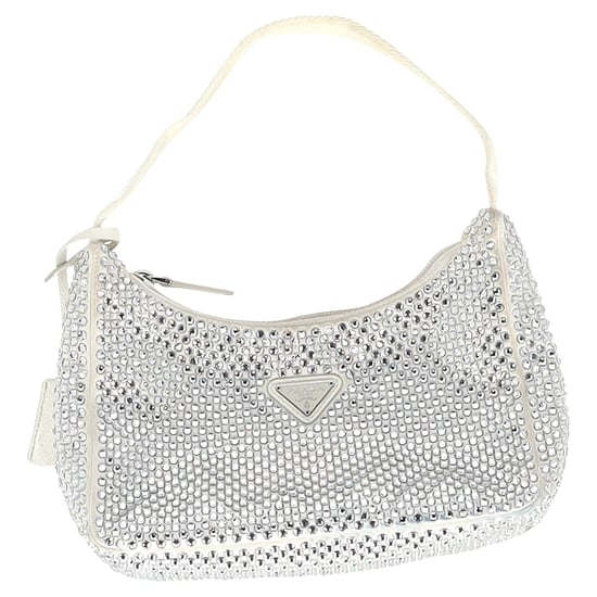 Prada Kristallverzierte Re-Edition 2000 Tasche aus Creme-Satin - Image 1