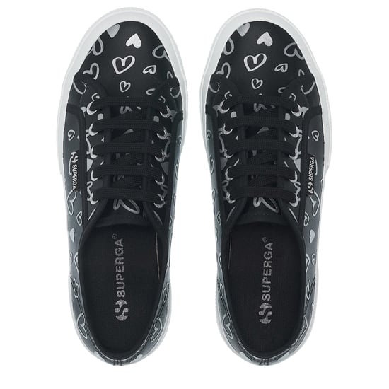 Superga - Damen Sneaker "2750", Herzen, Veganes Leder (Schwarz/Silber) - Image 4