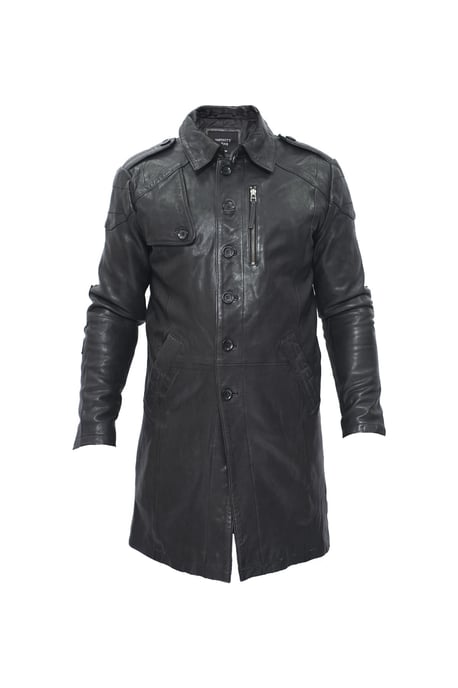 Mens Leather Trench Coat-Hamburg