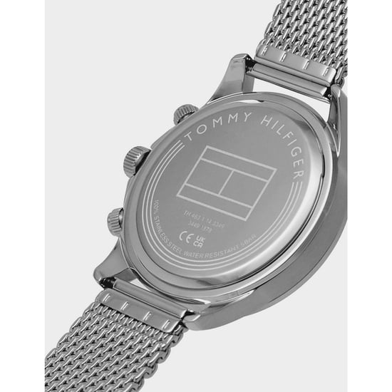Zubehör Tommy Hilfiger Miles Chronograph Mesh-Armbanduhr in Navy-Silber - Image 5