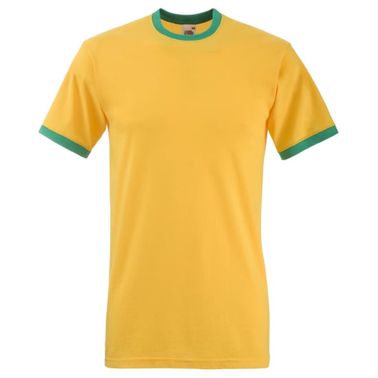 Fruit Of The Loom Herren Ringer T-Shirt (Sonnenblume/Kelly Grün) - Image 1