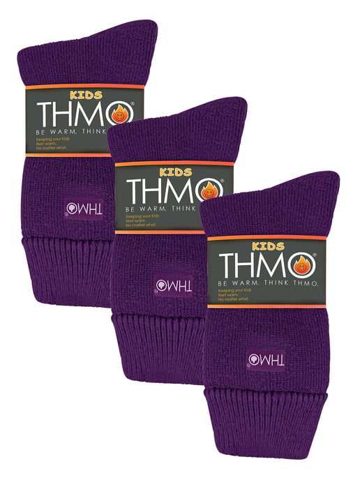 3 Paar Multipack Kinder Thermosocken | THMO | Gerippte weiche Oberseite Fleece Flauschige Innenseite Warme Socken für Jungen & Mädchen - Lila - Image 2
