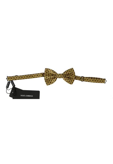 Dolce & Gabbana Men's Yellow Pattern Silk Adjustable Neck Tie