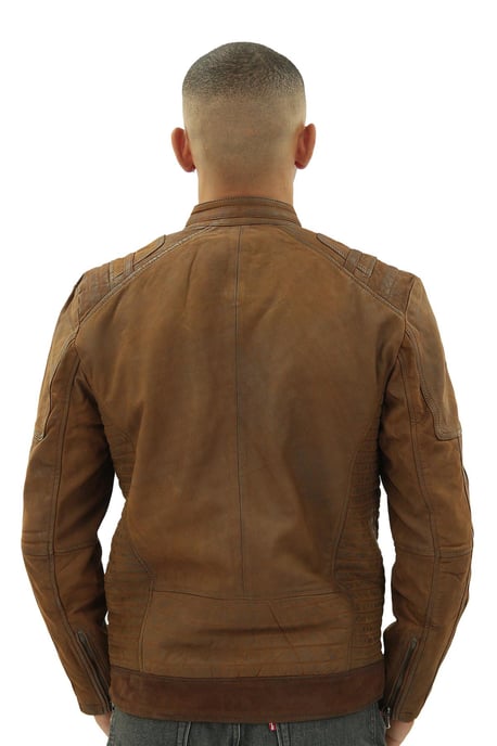 Mens Buff Leather Racer Biker Jacket-Vienna