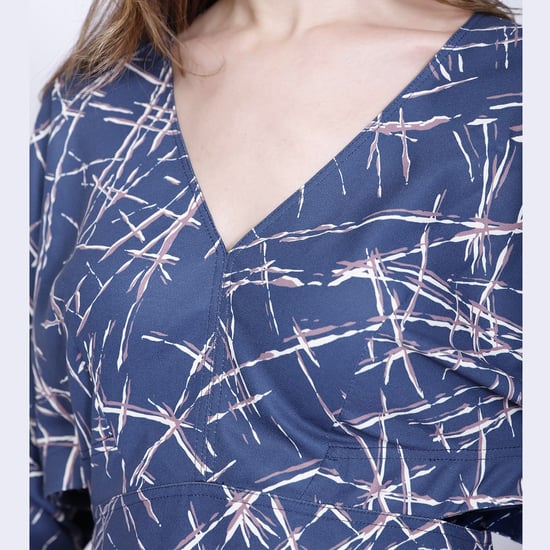 Geometrischer Druck und Kleid mit V-Ausschnitt - Image 3