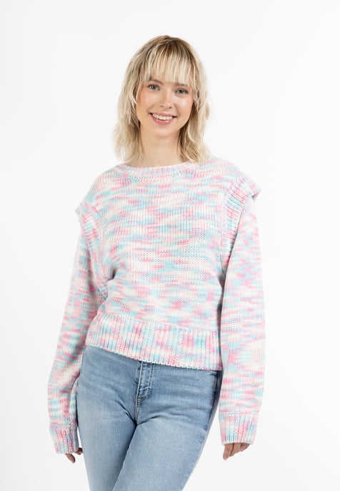 Mymo Strickpullover Damen Rosa Mehrfarbig - Image 3