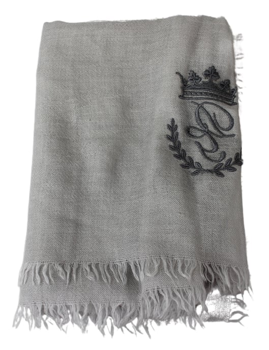 Dolce & Gabbana Men's Scarf Off White DG Crown Embroidery Neck Wrap - Image 2