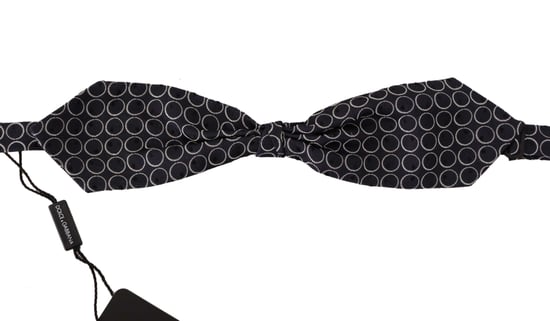 Dolce & Gabbana Black White Round 100% Silk Neck Papillon Men's Tie