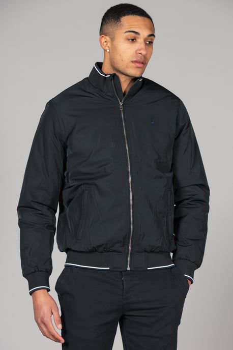 Black Funnel Neck Zip Jacket