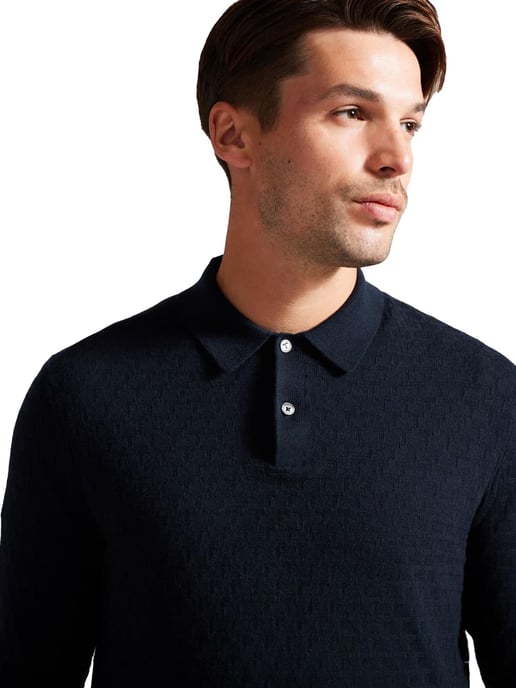 Ted Baker | Mens Long Sleeve Knitted Polo Shirt - Morar