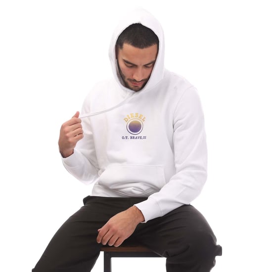 Diesel - Kapuzenpullover mit kleinem, verblasstem lilafarbenem Logo in Weiß - Image 4