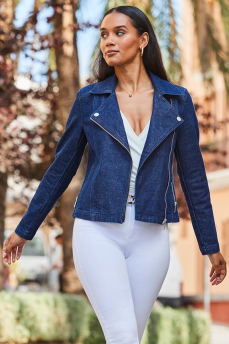 Dark Indigo Denim Biker Jacket