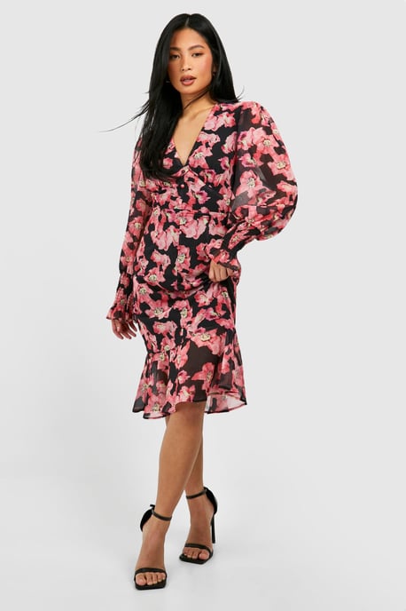 Petite Floral Ruffle Hem Woven Midaxi Dress - Image 1