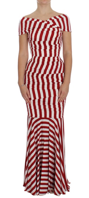 Dolce & Gabbana Damen Rot Weiß Seiden Stretch Kleid - Image 6