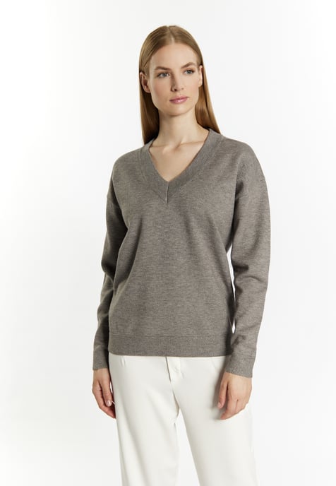 Dreimaster Strickpullover Damen Grau Melange - Image 3