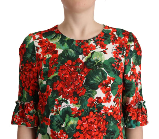 Dolce & Gabbana Damen Multicolor Rote Blumenkleid Shift-Gown - Image 4