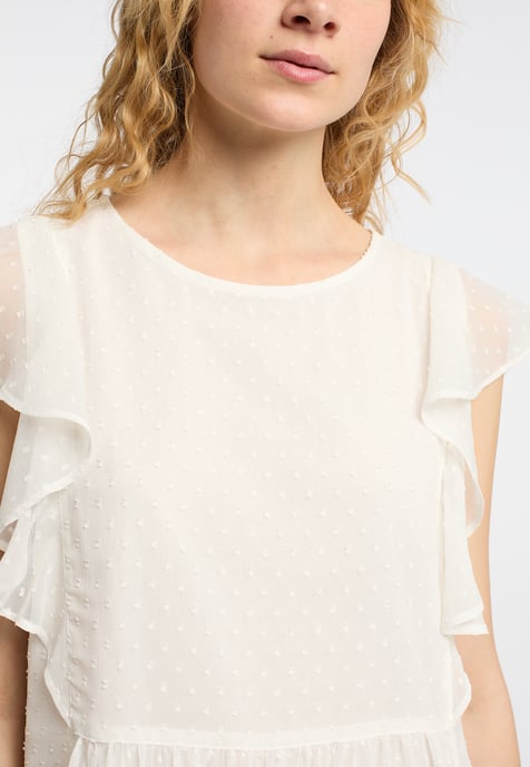 Dreimaster Midikleid mit Rüschen Damen WOLLWEISS - Image 5