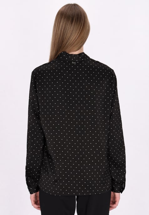 Dreimaster Bluse Damen Schwarz Gepunktet - Image 4