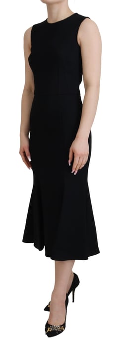 Dolce & Gabbana Schwarzes Damen Etuikleid mit Falten aus Viskose - Image 2