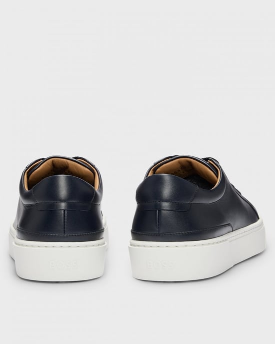 BOSS Orange Gary Tenn Mens Leather Low-Top Trainers with Branded Lace Loop NOS - Image 4